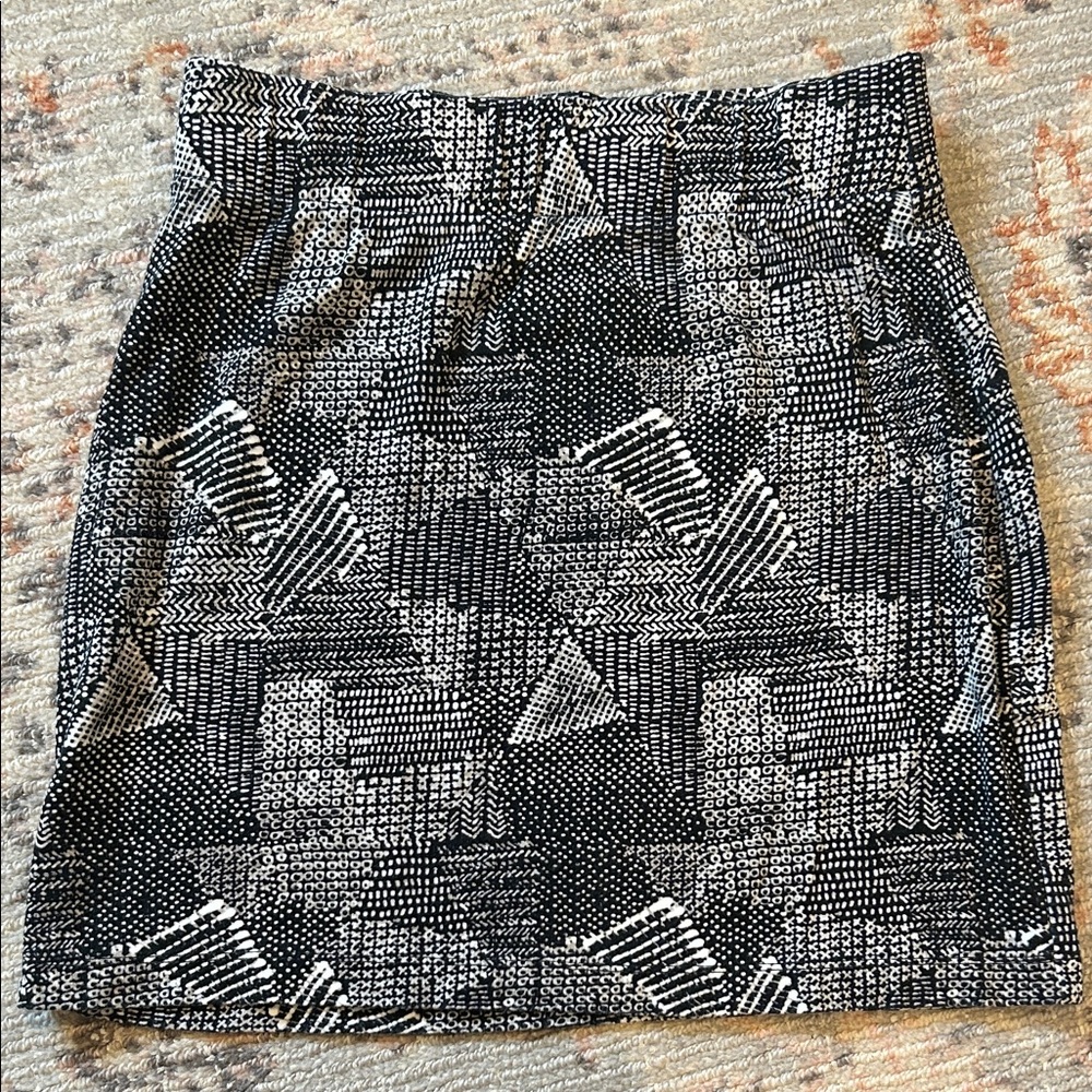 Madewell Black and White Patterned Mini Skirt